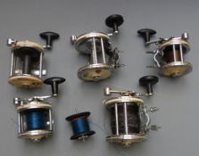 Five Mitchell multiplier fishing reels including 2x624, 602A, 602AP and 600