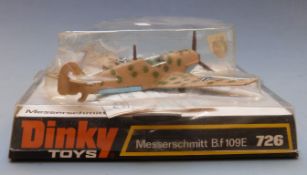 Dinky Toys diecast model Messerschmitt Bf 109E aeroplane, 726, in original bubble packed box.