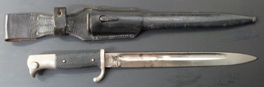 German KS98 pattern bayonet with WKC maker's mark to ricasso, 25cm fullered blade, scabbard and