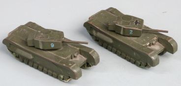 Two models of Churchill tanks, Rowley Workshops, Kensington Decal to underside