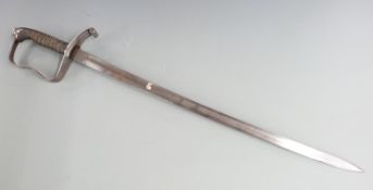 Austrian sword with shagreen and wire grips stamped A Werth to ricasso, with 64cm fullered blade