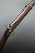 Enfield 1862 percussion hammer action rifle with lock stamped with crown over 'VR' cypher and '
