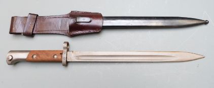 Czechoslovakia 1924 pattern bayonet stamped tgf to pommel, 30cm fullered blade, with scabbard and