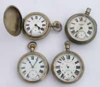 Four railway related pocket watches comprising one example stamped LNER 13727 to the case, a full