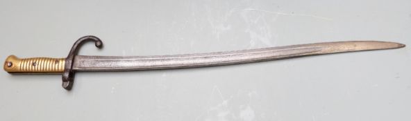 Belgium 1868 pattern yataghan bayonet for the Terrassen rifle, Weyersberg maker's mark to ricasso,