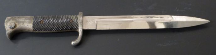 German KS98 pattern bayonet with W K and C maker's mark to ricasso and 20cm fullered blade