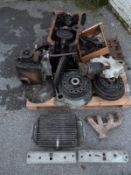 Quantity of 2.5 litre Riley mechanical spares including engine block, gearbox, cylinder head,