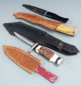 A collection of modern throwing/sheath knives including Lidner, Messer, Solingen, Whitby, German