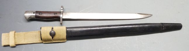 British 'Indian' pattern bayonet No1 Mk2, with clear stamps to ricasso, 30cm false edge blade,