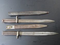 Two German Ersatz all steel bayonets, one stamped 427, the other 6242 to the crosspiece, blade