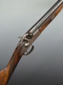 Unnamed 12 bore percussion hammer action gun with engraved scenes of dogs flushing birds to the
