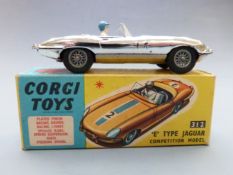 Corgi Toys diecast model 'E' Type Jaguar Competition Model with chrome body, black interior,