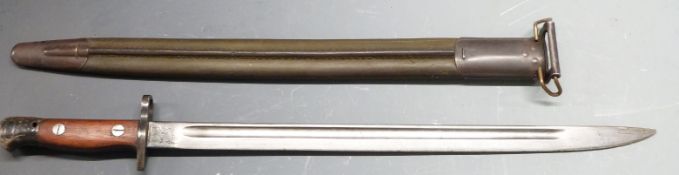 British 1907 pattern sword bayonet, some clear stamps to ricasso and MX350 to hilt (Middlesex