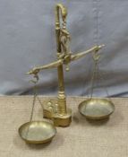 Portuguese or similar brass figural fish scales with weights to base, H58cm