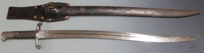 British 1856/58 pattern sword bayonet with some clear stamps, 57.5cm fullered yataghan blade,
