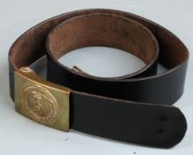 German Third Reich Nazi Type 3 SA belt buckle with horizontal Swastika and leather belt