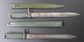 Two German Ersatz all steel bayonets, both with acceptance stamps, one with 30cm fullered blade, the
