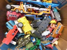 A large collection of Corgi, Dinky, Matchbox and similar diecast model vehicles including car