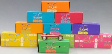 Ten Rio 1:43 scale diecast model vehicles comprising 2, 5, 16, 17, 24, 28, 39, 45, 46 and 47, all in