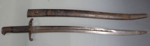 British 1856/58 pattern sword bayonet with some clear stamps, 58cm fullered yataghan blade, with