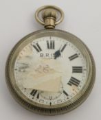 British Railways Scottish Region keyless winding open face pocket watch with subsidiary seconds