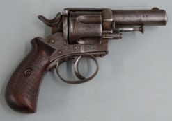 Webley .442 'British Bulldog' five shot double action revolver with engraved frame, chequered wooden