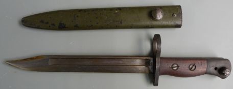 British No5 Mk1 pattern knife bayonet stamped 187 to ricasso, with large muzzle ring, 20cm 'bowie'