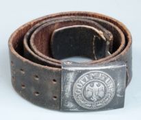 German Third Reich Nazi 'Gott Mit Uns' steel belt buckle and leather belt