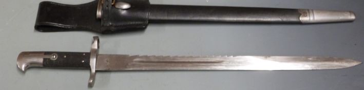 British 1875 pattern volunteers sawback bayonet, clean stamp to ricasso, makers Alex Coppell,