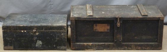 Two vintage tool chests with woodworking and engineering tools