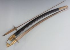 French fencing epee with 76cm blade and an Indian sword etched made in India to 79cm curved blade,