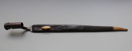British 1842 pattern socket bayonet with clear stamps to 43cm blade, with scabbard