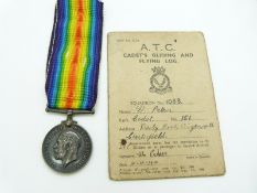 British Army WWI War Medal named to 19802 Pte F Duroe Notts & Derby Regiment together with a WWII