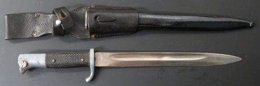 German KS98 pattern bayonet with Alcoso maker's mark to ricasso, 25cm fullered blade, scabbard and