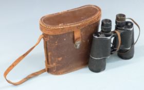 A pair of German WWII Carl Zeiss Jena Dienstglas 7x50 binoculars, numbered 43500 blc+, in Negretti
