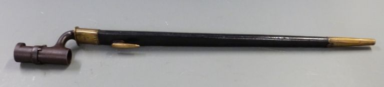 British 1853 pattern socket bayonet, Crisp maker's mark to 47cm blade, with scabbard