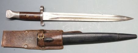 British 1888 pattern bayonet Mk1 second type with grip plates secured by two rivets, clean stamps to