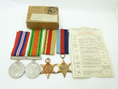 Royal Air Force WWII medals comprising 1939/1945 Star, Africa Star, War Medal and Defence Medal