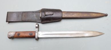 Austrian 1895 pattern Mannlicher bayonet, OE over WG to ricasso, 75 to crosspiece, 25cm fullered