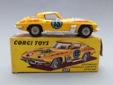 Corgi Toys diecast model Customised Chevrolet Corvette Stingray with yellow body, red interior and