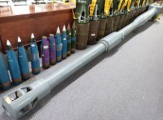 British Royal Navy 4.5 inch Mk8 wood and metal training gun with moving breech block, the barrel