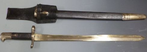 British 1875 pattern volunteer sawback sword bayonet Alex Coppell makers, with 46.5cm sawback