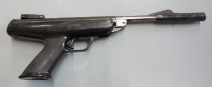 BSA Scorpion .22 target air pistol with chequered and moulded grip, sound moderator and adjustable