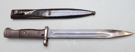 Israel K98 conversion bayonet marked S124 to ricasso, 25cm fullered blade, with scabbard