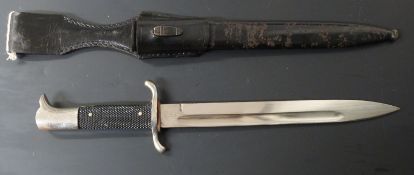 German Fireman's long pattern dress bayonet with blank pommel, S shaped quillon, E Pack & Sohne to