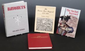 Four books on bayonets comprising Bayonets from Janzen's Notebook, The Socket Bayonet in the British