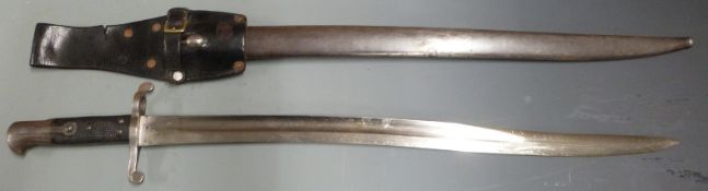 British 1856/58 pattern sword bayonet with some clear stamps, 58cm fullered yataghan blade, with