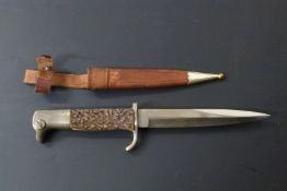 German KS98 pattern officer's knife bayonet with stag horn style grips, 15cm blade and integrated