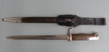 German S98 pattern bayonet with, 29cm fullered blade, scabbard and frog