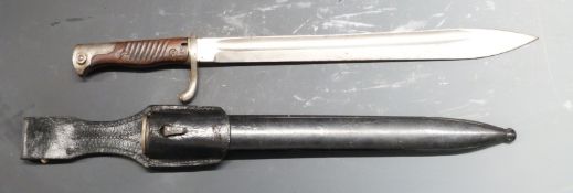German 1898/05 pattern later type bayonet with trimmed muzzle ring and flashguard, some clear